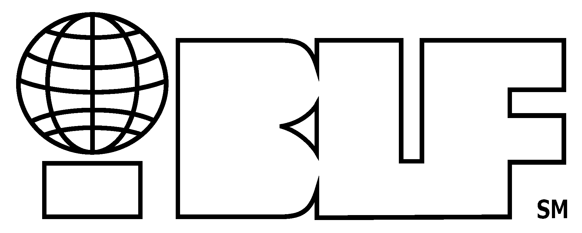 Logo with globe and BLF letters.