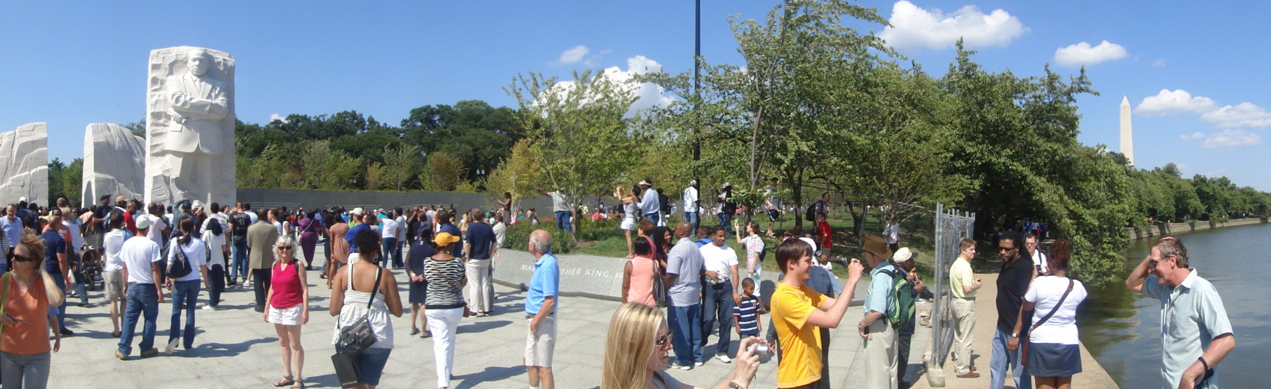 Crowd at Martin Luther King Jr. Memorial.