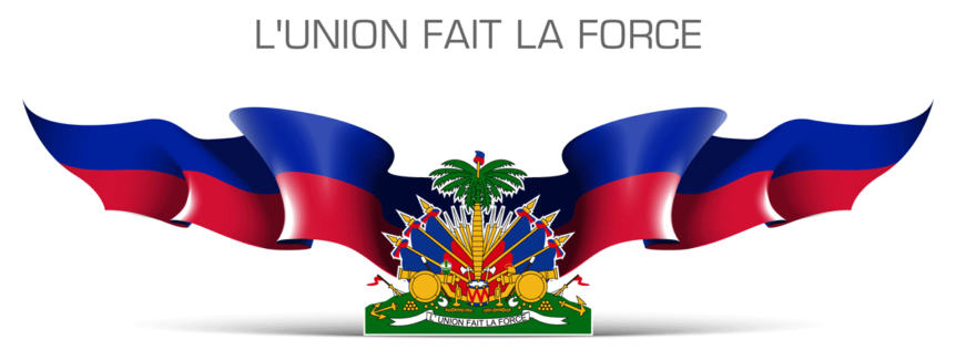 Haitian flag with national coat of arms.